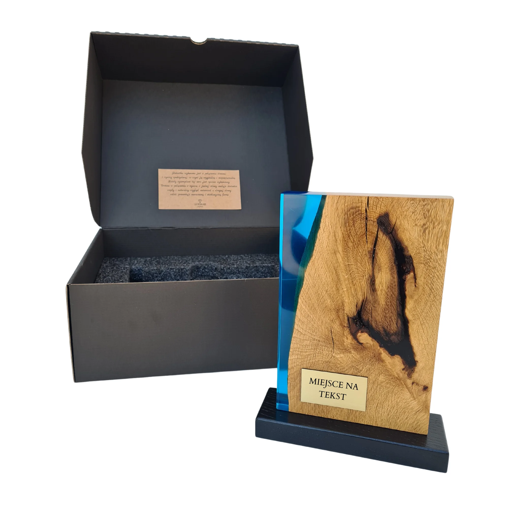 7 Personalizowana Statuetka z grawerem Podziękowanie Drewno Żywica - obrazek 1