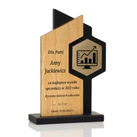Drewniana Statuetka Uniwersalna Biznesowa Sportowa Podziękowanie Sukcesy