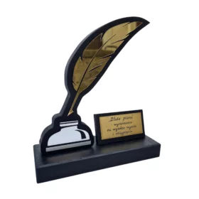 Drewniana Statuetka Złote Pióro Statuetka Naukowa Osiągnięcia W Nauce