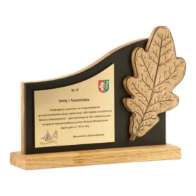 Elegancka statuetka liść dębowy Dla Leśniczego Lasy Państwowe