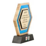 Nowoczesna Statuetka Biznesowa Podziękowanie Drewno Żywica - obrazek 2