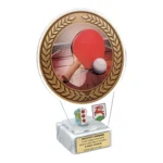 Statuetka Tenis Stołowy z Pleksi UV na Kamiennej Podstawie – 20 cm